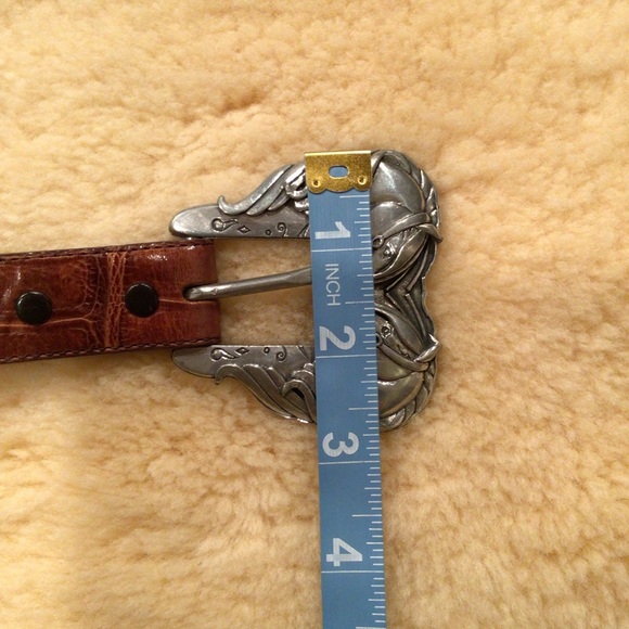 Vintage Hartnell alligator pattern brown leather belt - Picture 12 of 13